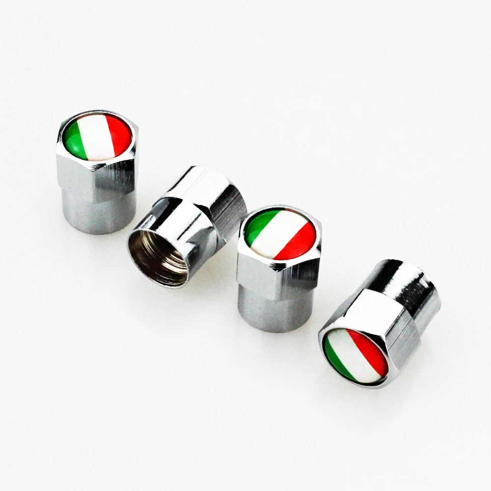 4 X Italian Flag Logo Metal Wheel Tire Valve Caps Covers Car Decoration Accessories for Fiat 500 Abarth 500x 5000L Panda