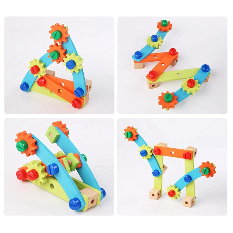 Wooden Pretend Toy Children Versatile Assembly Building Block Simulation Disassembly Tool Desk Chair Screw Nut Toy