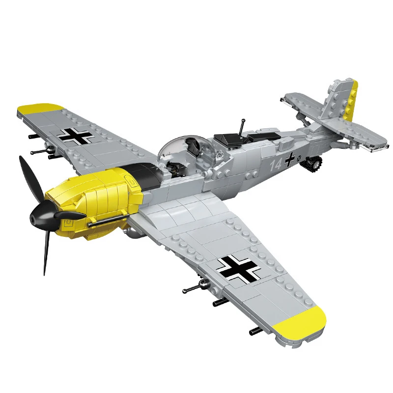 471pcs 1:48 Army GE BF-109 Fighter Building Blocks ww2 Military Soldier Figures Weapon Airplane Bricks Toys For Children