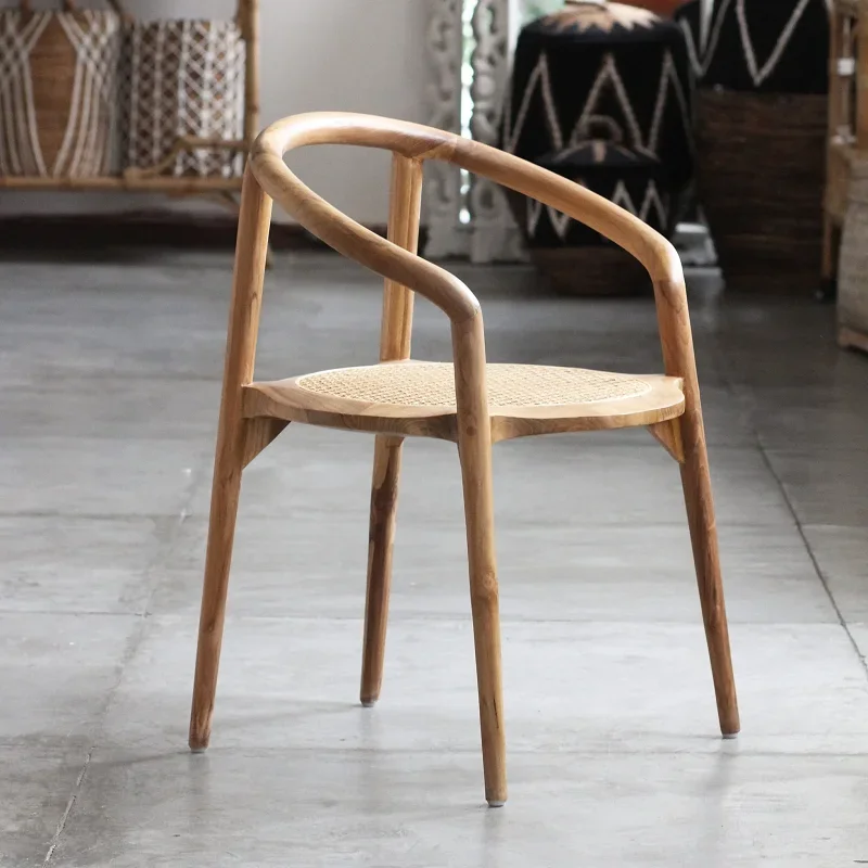 

A Nordic modern frame high quality ash wood rattan chair restaurant modern dining chair