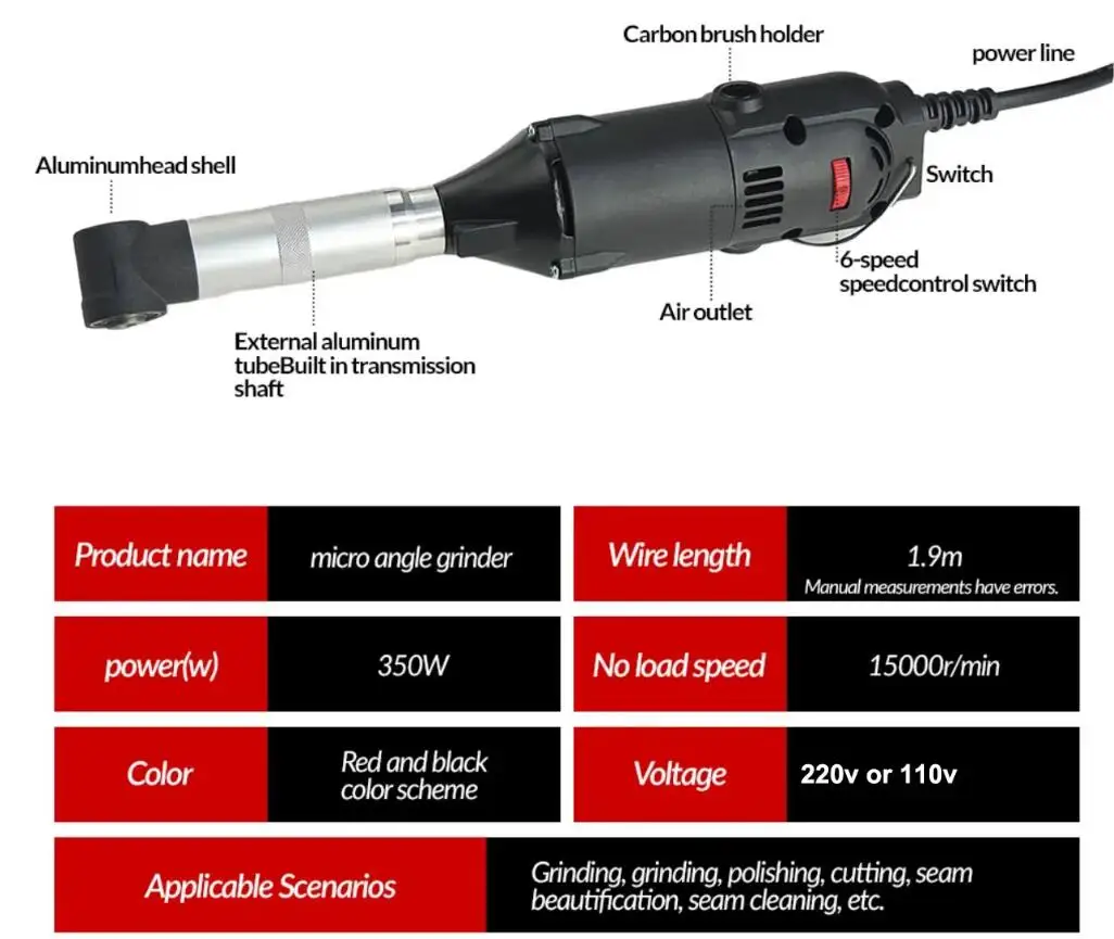 Electric Ceramic Tile Beauty Sewing Tool 6 Variable Speeds Multifunctional Electric Straight Grinder Polishing Cutting 110V/220V