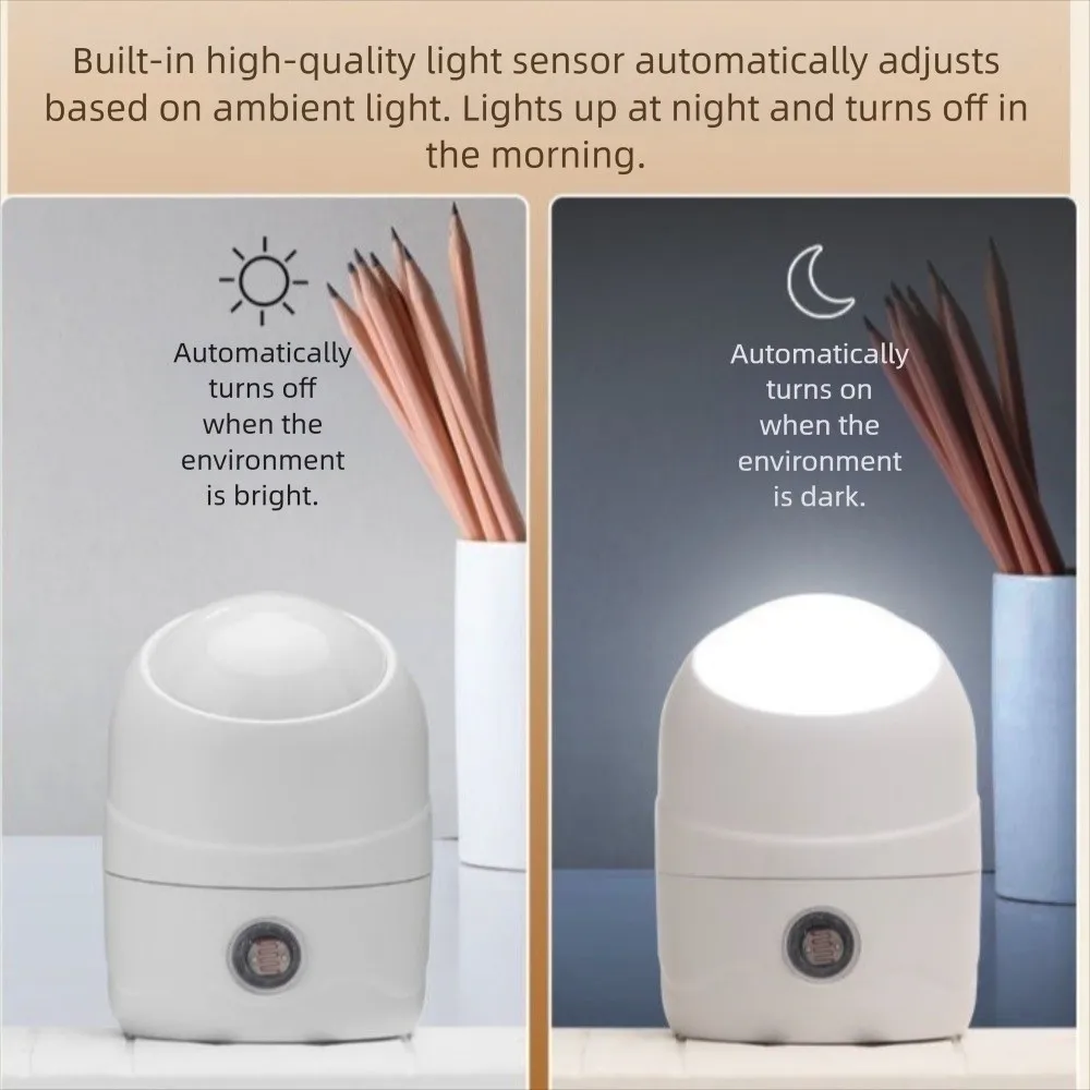 

Plug-in LED Night Light Eye Protection Sensor Activated Sensor Night Light 360° Rotate Mini Mini Bedside Lamp Bedside Lighting