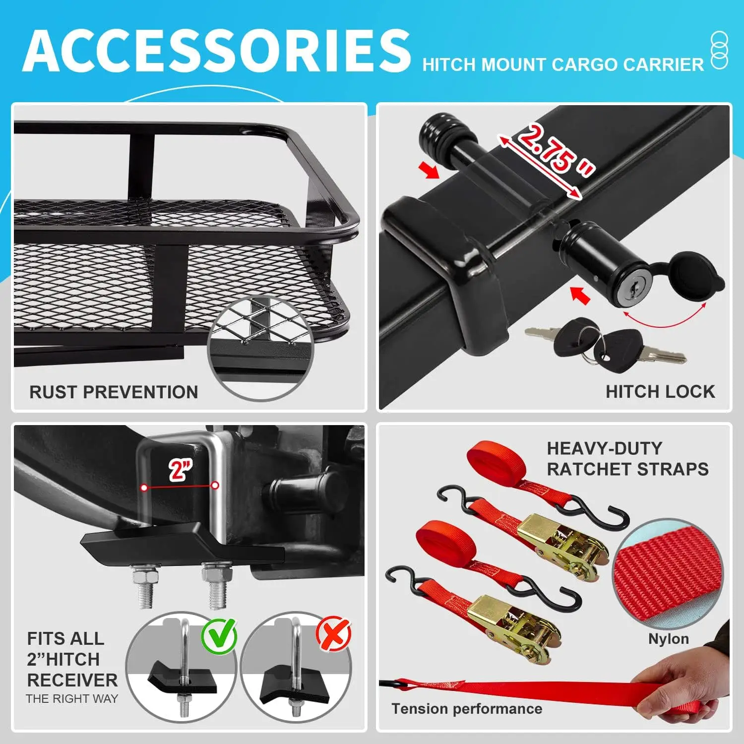 Cargo Carrier and Receiver Hitch Rack with Waterproof Bag,Used Rust Resistant Baking Paint