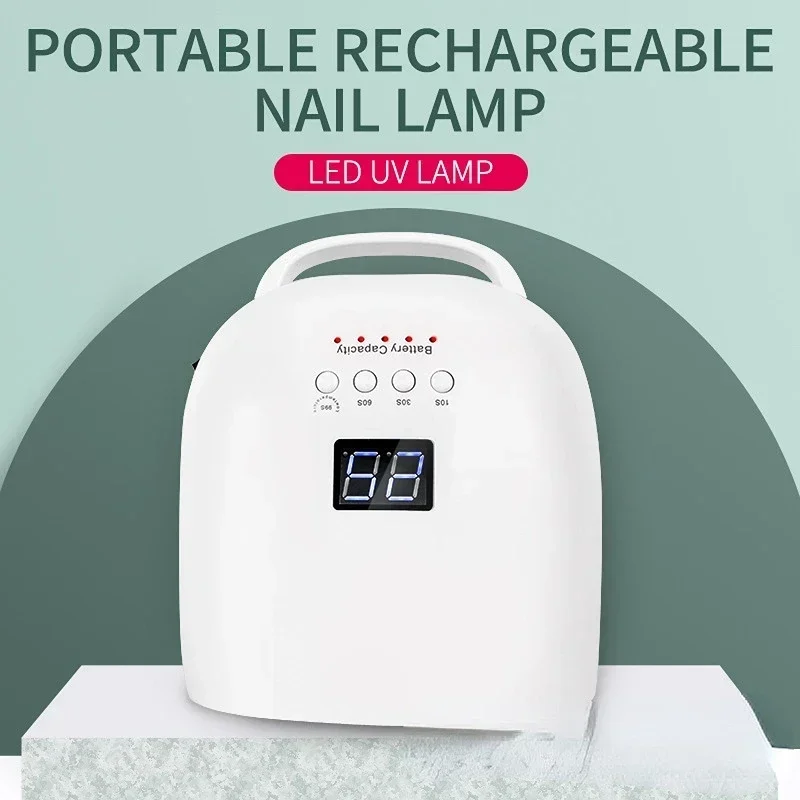 Lâmpada sem fio recarregável prego, Gel secador polonês, Luz vermelha, Manicure Light com alça, Lâmpada LED UV sem fio, 86W