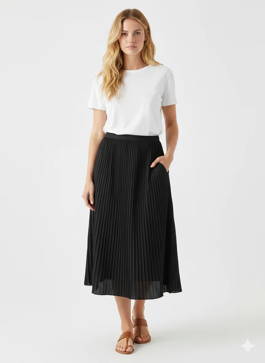 

Miyake плиссированная весенне-летняя новая плиссированная юбка трапециевидной формы для пожилых людей, повседневная универсальная юбка средней длины с эластичной резинкой на талии