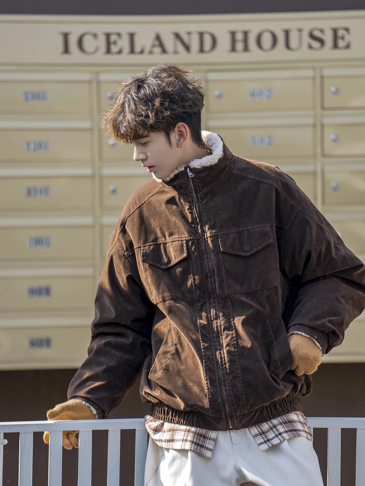 Cappotto da uomo in pelliccia di agnello Jaet con colletto alla coreana Cappotto in cotone retrò americano Sle Gioventù ular Capispalla invernale dalla vestibilità ampia