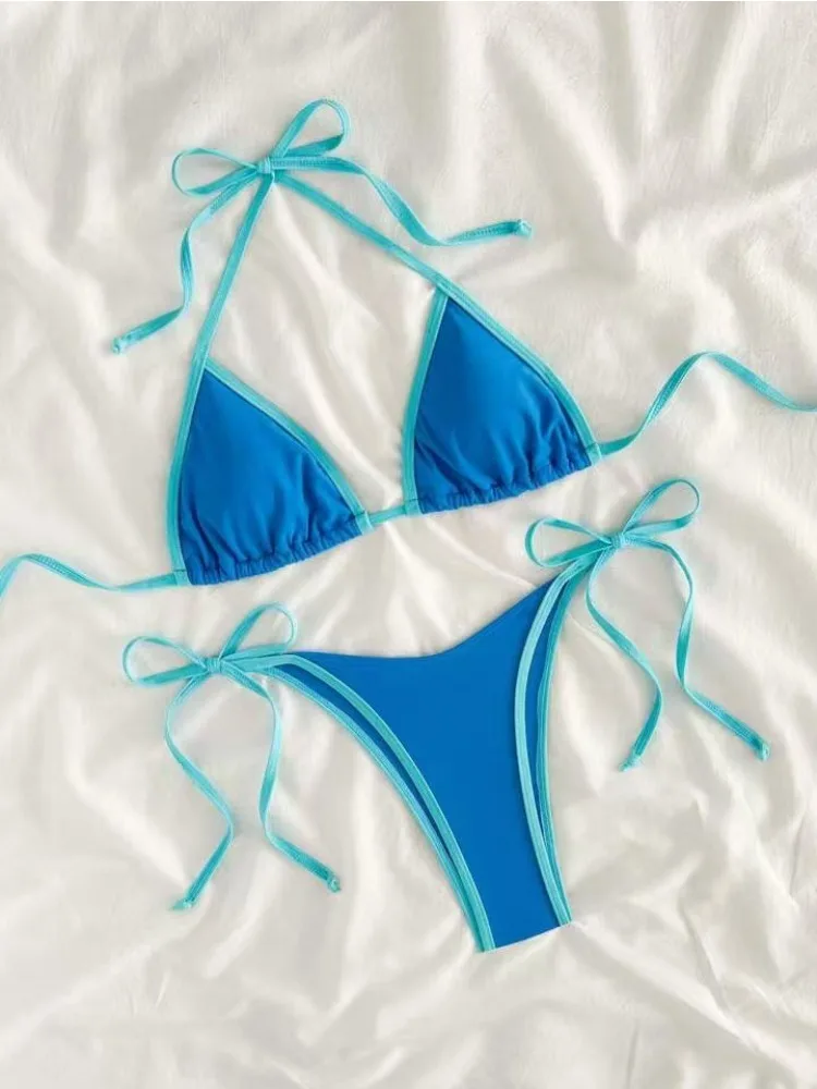 2026 Il colore sexy a contrasto separa il micro bikini costume da bagno da donna costumi da bagno femminili mini perizoma bikini set costume da bagno a due pezzi