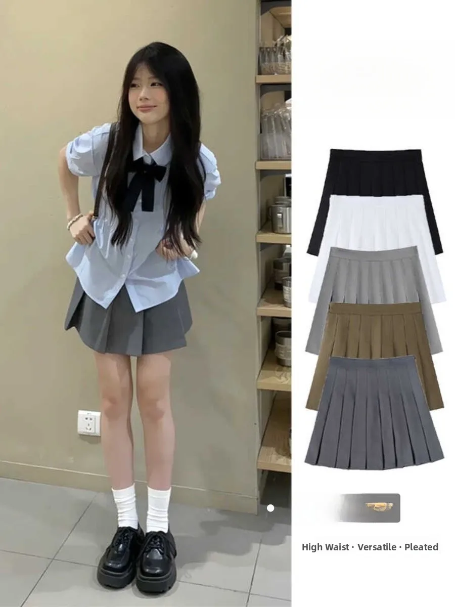 

ay A-Line Skirt Women's Winter High Waist Pleated Slimming ort Skirt Small JK f-length Skirt Trendy Girl