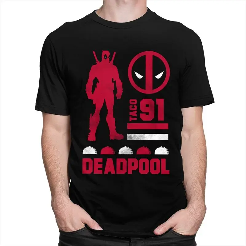 Custom Male Deadpool Tacos 1991 T Shirt Short-Sleeve Cotton Tshirts T-shirt Leisure Tee Loose Fit Clothes