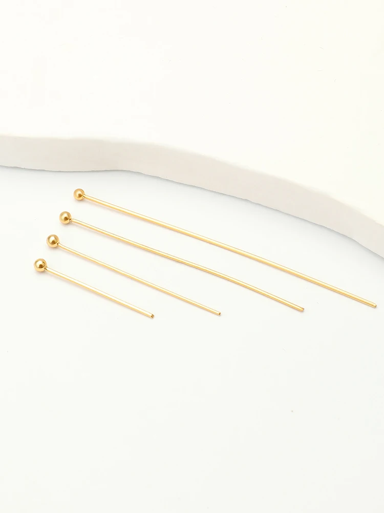 ต่างหูทำมือ DIY ตัวอักษร T แบบลูกบอล เข็ม 4K ชุบทอง สแตนเลส ประดับมุก