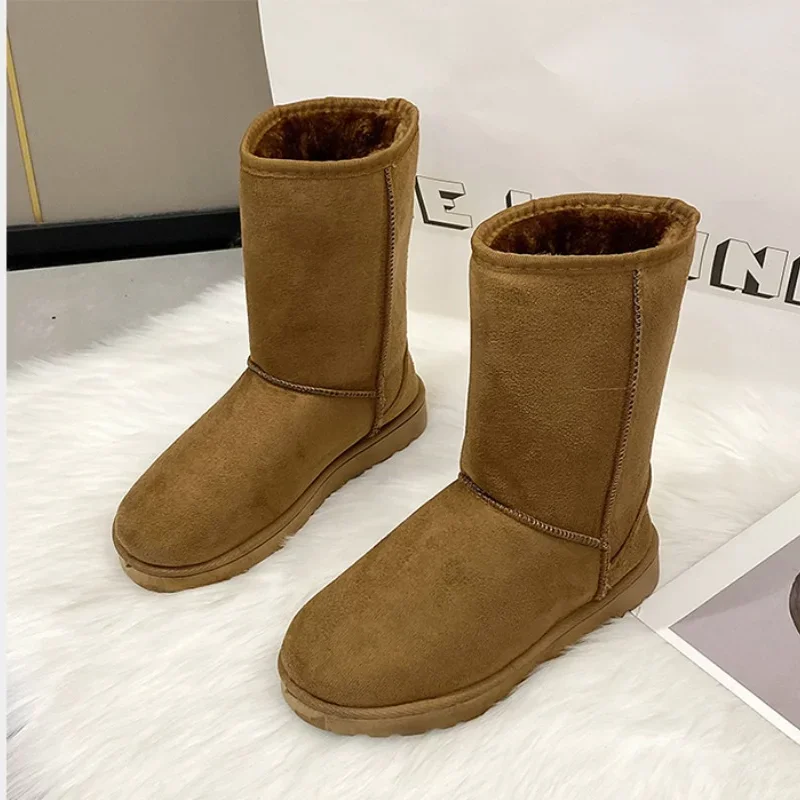 2024 Flat with Winter Boots Women\'s Ankle Boots Ladies Shoes Fur Snow Shoes for Women Boot Black Big Size 44 Botines De Mujer