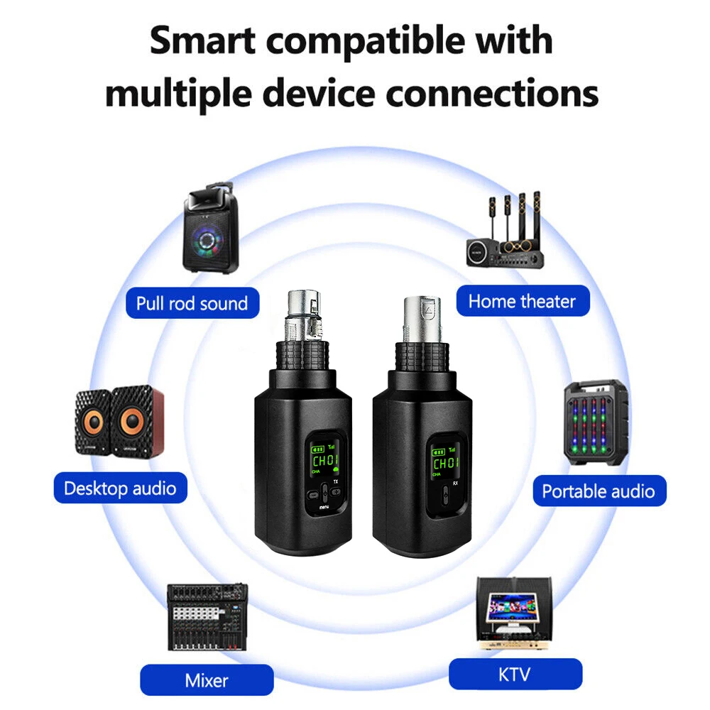 Wireless Microphone Converter 2.4GHz XLR Transmitter and Receiver System for Dynamic Wired Microphone