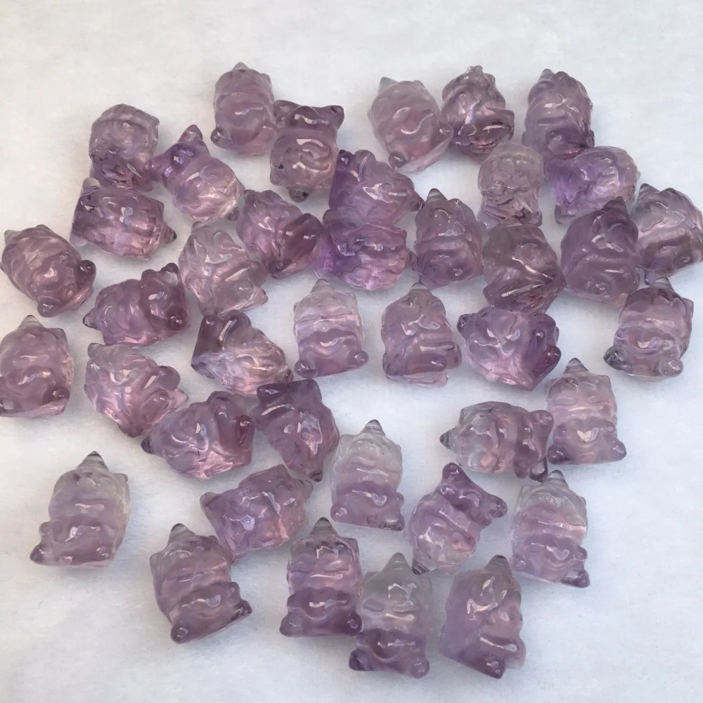 15PCS 15mm Natural Amethyst Unicorn Beads Polished Crystal Reiki Healing Jewelry Making Cute Rock Pendant Gift
