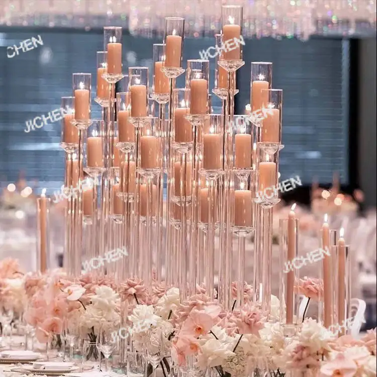 

Creative crystal candle holder wedding party table setting 5 heads 9 heads European style hotel decoration wedding candle gifts