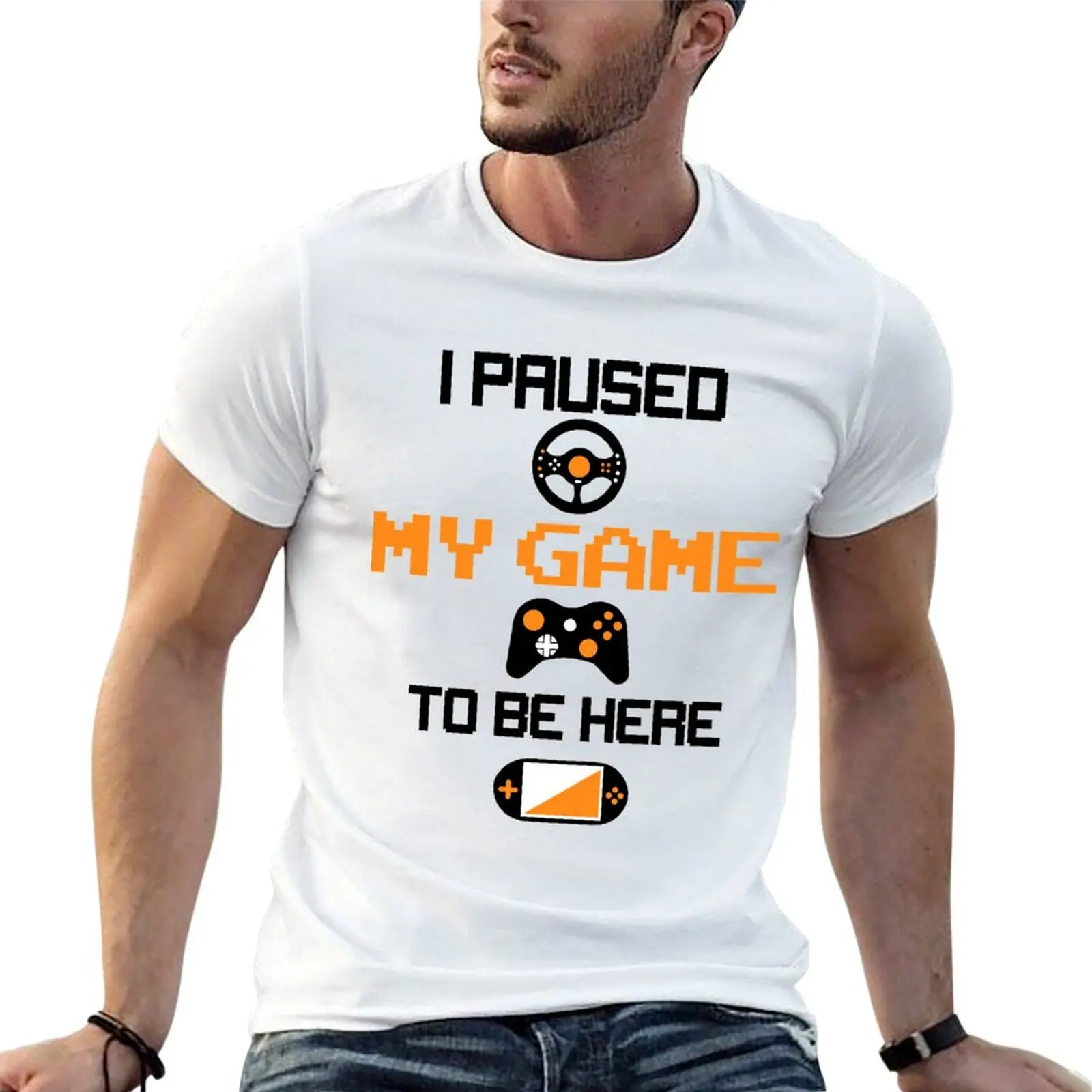 I Paused My Game To Be Here Slim Fit T-Shirt Christmas Theme Tee Top