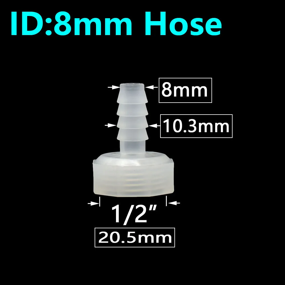 Accesorios de lengüeta de manguera con junta de conector de tubo de agua de rosca hembra de 1/2 y 3/4 pulgadas, 4/6/8/10/12/14/16/20/25mm