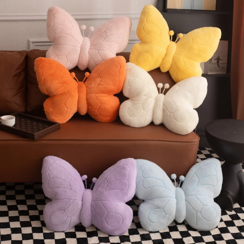

Cute Butterfly Shaped Plush Pillow Toy Simulation Stuffed Animal Cushion for Home Decoration Birthday Gift for Girls Kids