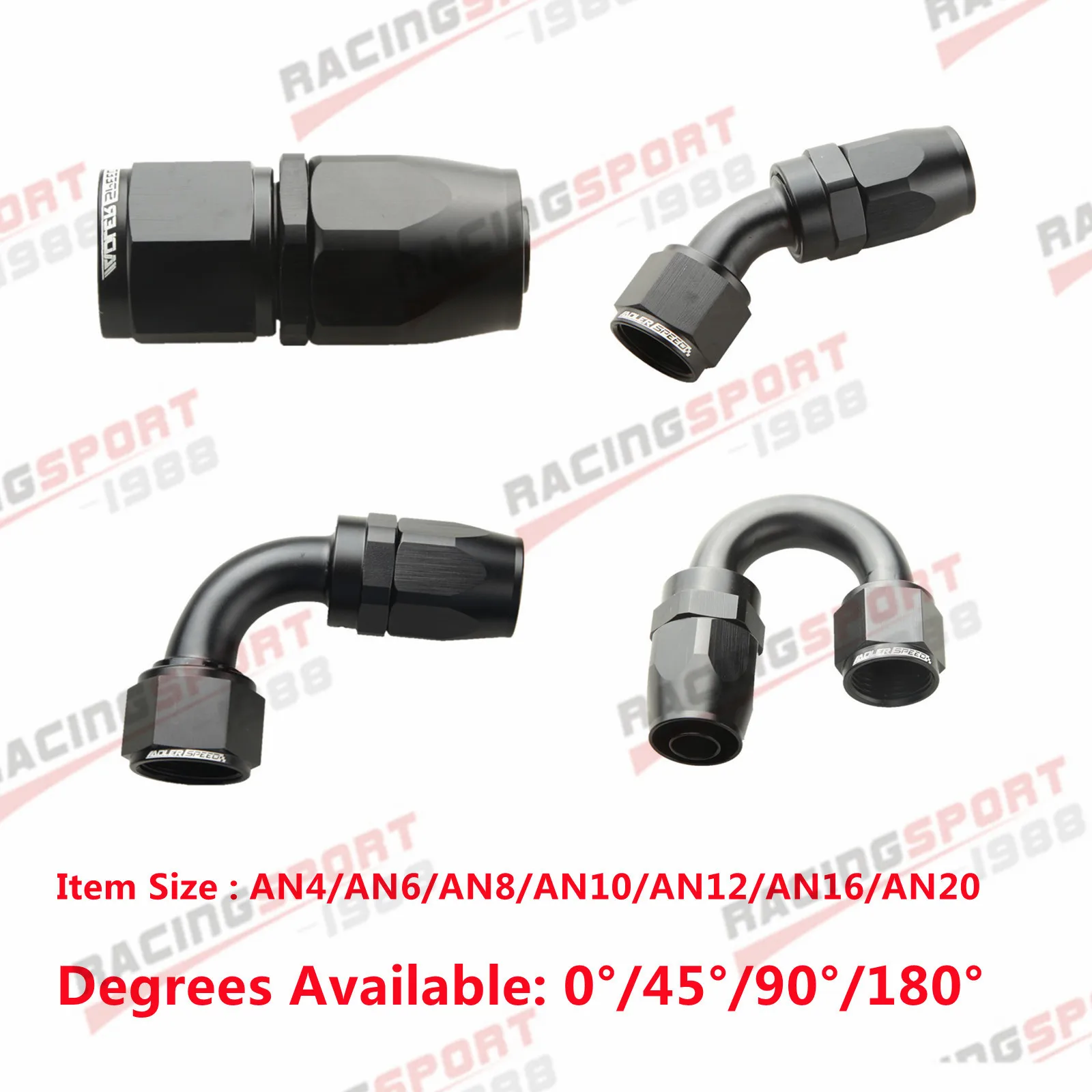 

Universal Black AN4/AN6/AN8/AN10/AN12 Straight 0°/45°/90°/180° Degree Oil Fuel Swivel Hose End Fitting Oil Hose End Adaptor Kit