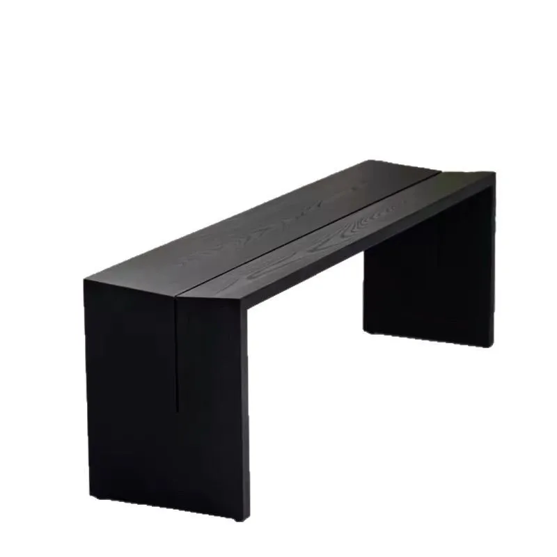 Black dining table, solid wood bench, shoe change bench, antique living room, bedroom, bedside household bench, free installatio