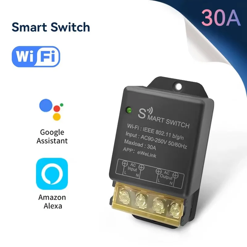 

Умный переключатель Wi-Fi 30 А работает с приложением Alex/Google Assistant