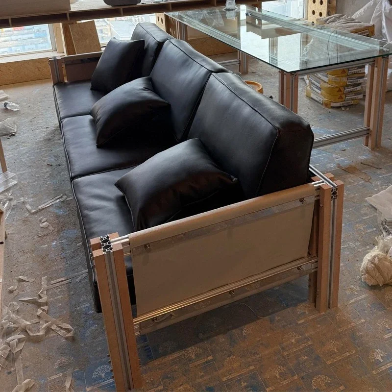 

Simple and creative aluminum profile birch ocean board, sofa chair, living room leisure chair