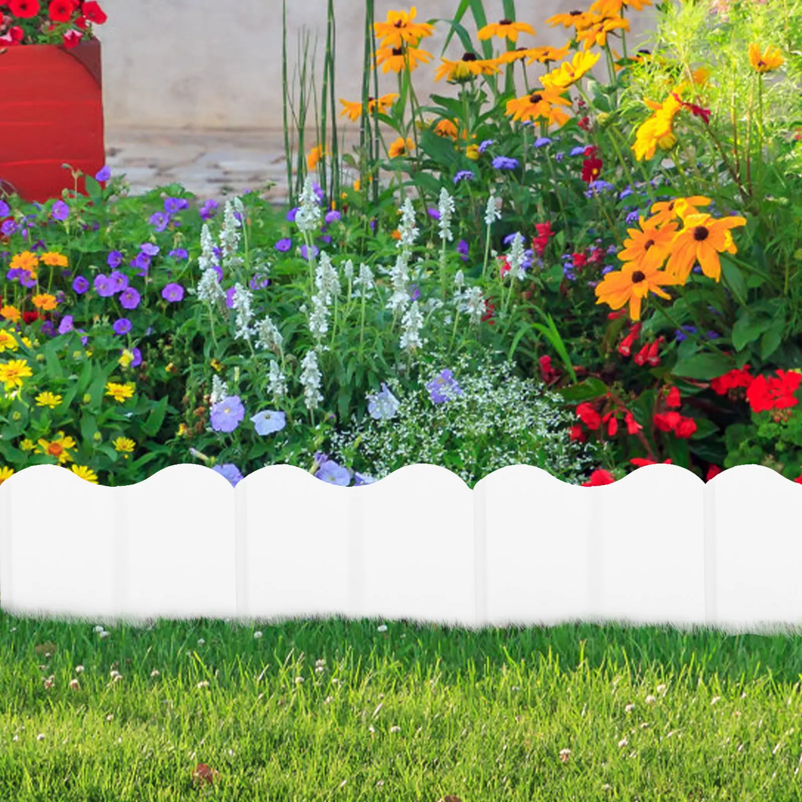Interlocking Lawn Edging Border Set Plastic Garden Fence Patio Fencing Ornament Courtyard Partition Decor for Home Garden