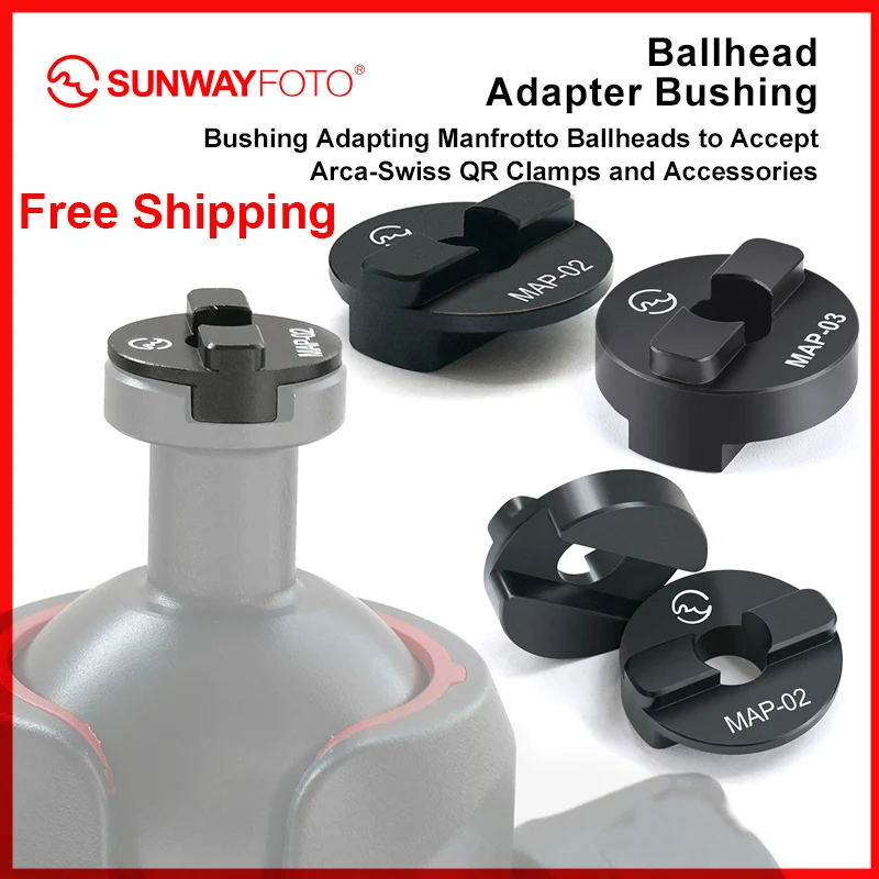 

SUNWAYFOTO MAP-01T Ballhead Adapter Bushing for Manfrotto / Gitzo tripod heads For Clamp Replacement Compitable With ARCA