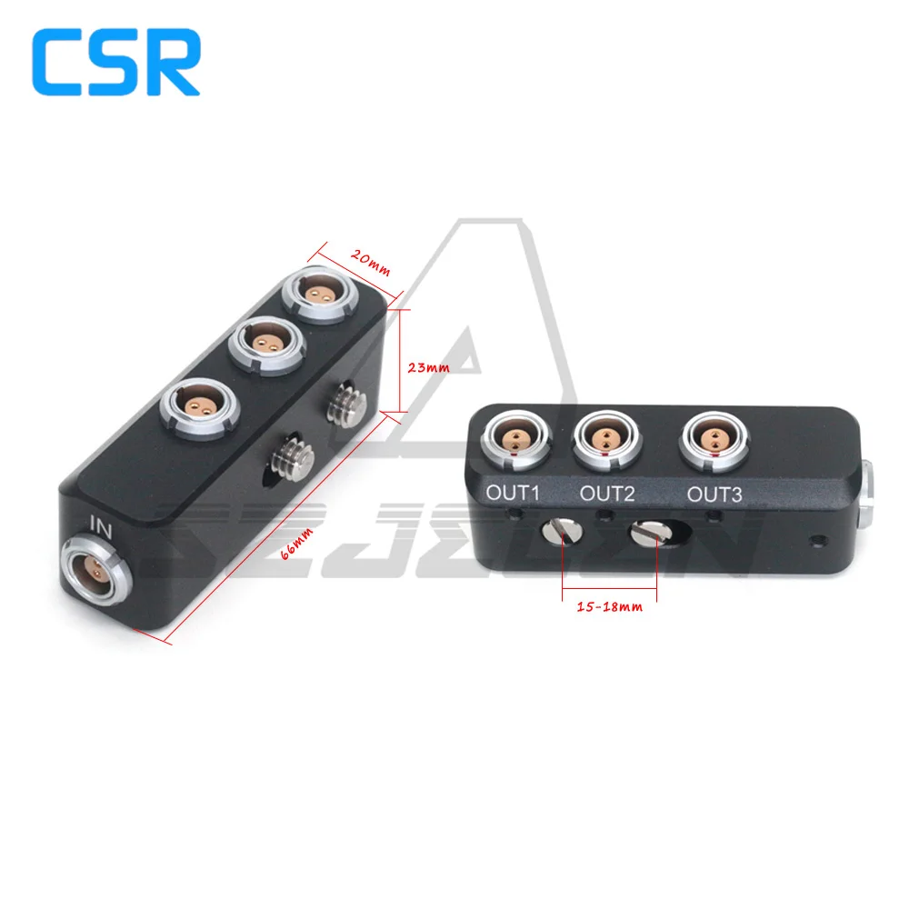 0B 2 Pin Female to 3 X 0B 2 Pin Female Cable Adapter Breakout Box Camera Power Splitter with 1/4