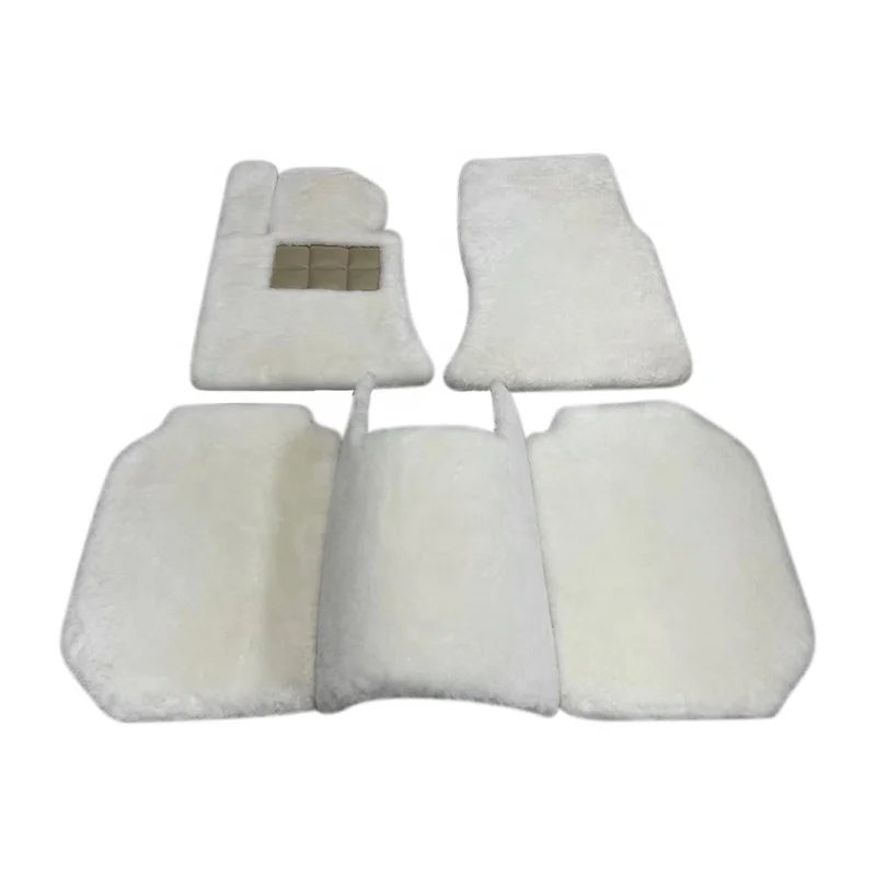 2026 Ultra Luxury Sheepskin Lambswool Floor Mats Lambskin Floor Mats Set for Rolls-Royce Beige