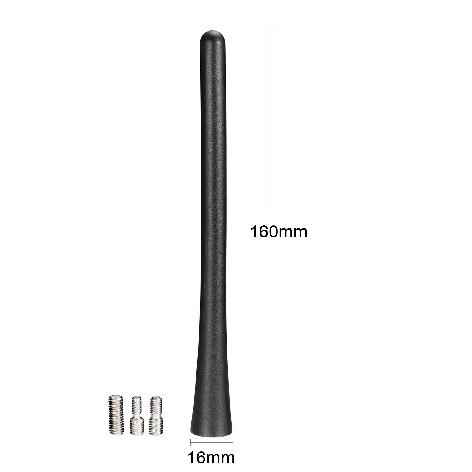 Superbat 6.3 Inch Vehicle AM FM Mast Carbon Fiber Car Short Universal Rod Antenna Replacement with 3 Adapter Screws for All Cars