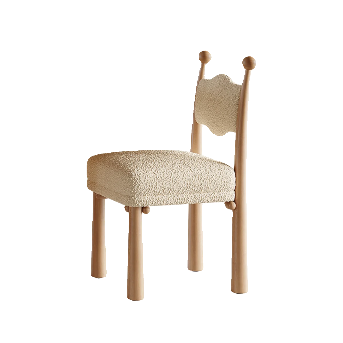 Solid wood family dining chairs, modern, medieval, simple living room, white wax wood lamb wool, skin friendly feeling