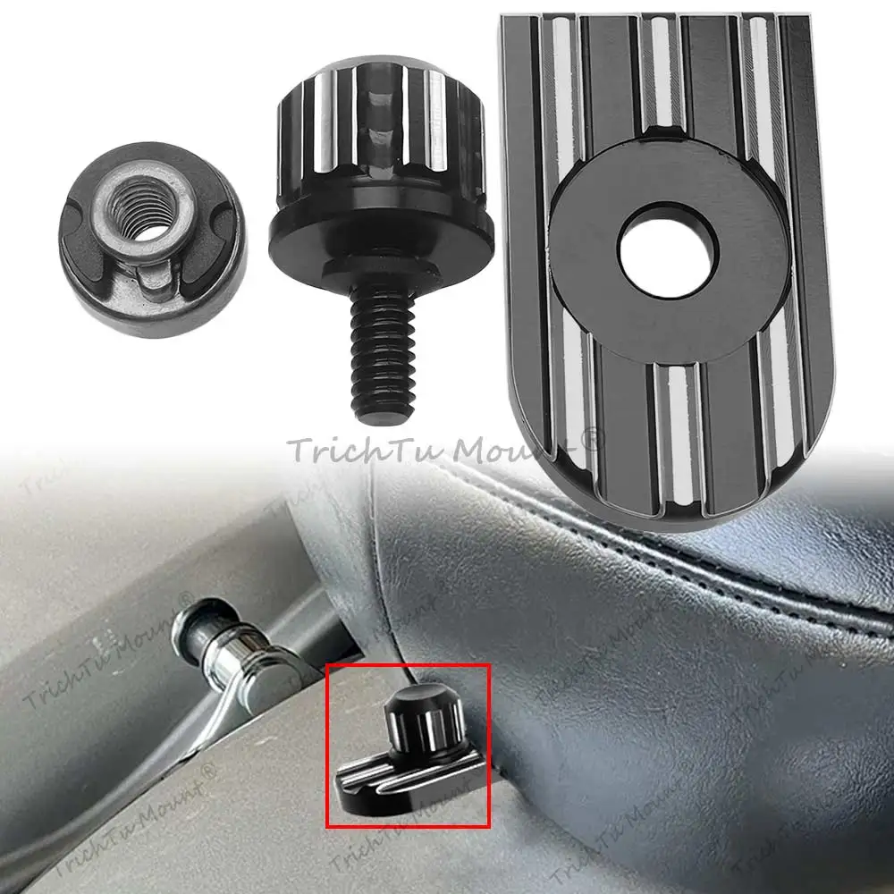 Brand New Rear Seat Mount Aluminum Bolt With Knurled Sides For Harley Sportster Touring Softail Dyna Cvo 1996-2019 Chrome/Black
