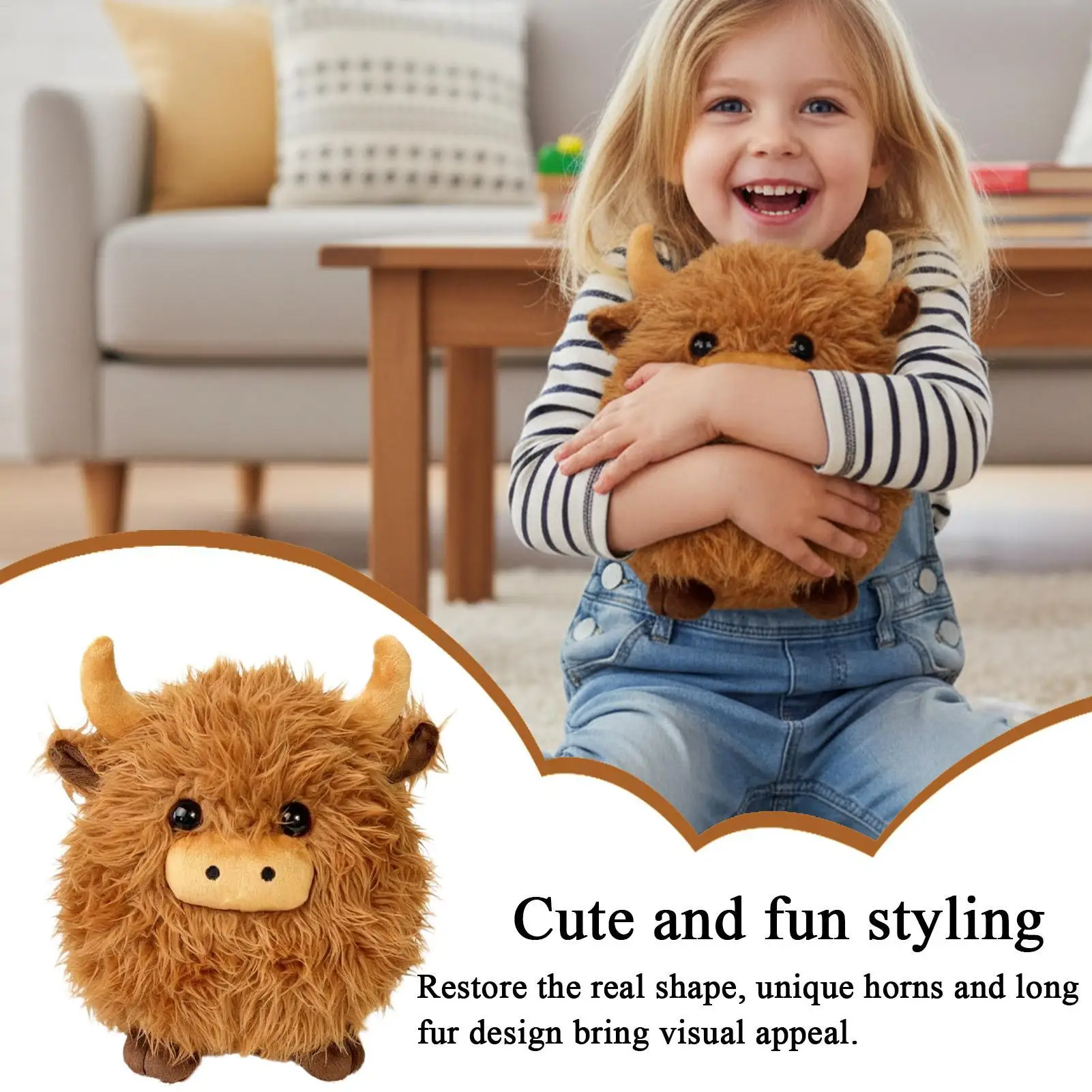 Stofftier, beruhigender Begleiter, Plüschtier, Kuhpuppe, gefüllt für Kinder, Teenager, Jungen, Mädchen, Sammler, Freunde, Sofa