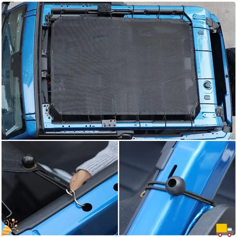 توفر الغطاء العلوي الشبكي للمظلة حماية من أشعة الشمس فوق البنفسجية للسقف لملحقات Ford Bronco 2 Door 2021 2022 2023