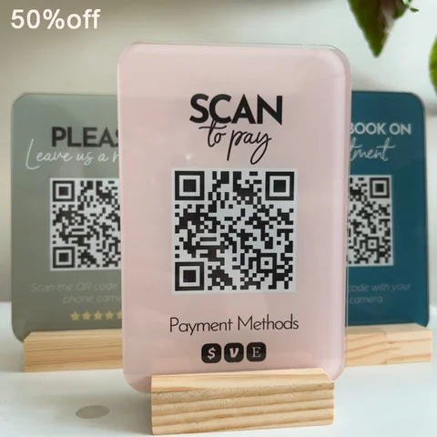 Customized QR Code Acrylic Card That Can Be Directly Linked To Payment Methods Reception Menu And Checkout Options
