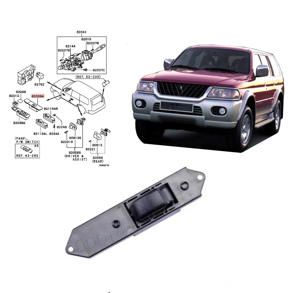 Passenger Side Switch for Pajero Sport K90 MR194829 Door Power Window Glass Adjust for Cs00 Ck00 V30 Cj00 Cp00 Ea00
