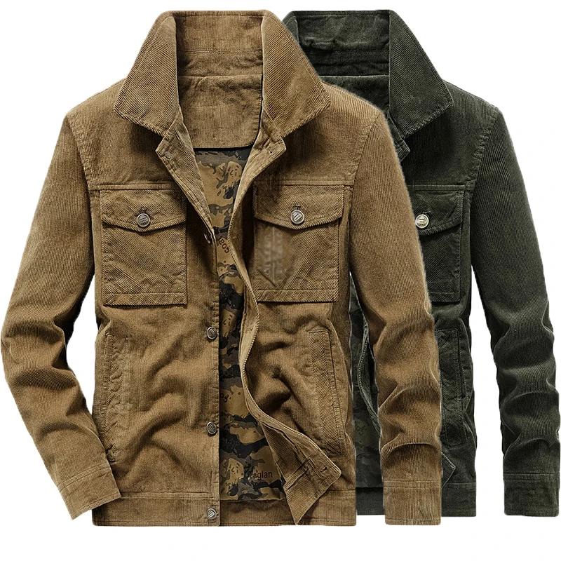 

2022corduroy Tactical Jacket Coat Men Spring Vintage Mens Jacket Multi Pockets Cotton Casual Slim Fit Suit Male Size L-5xl Homme