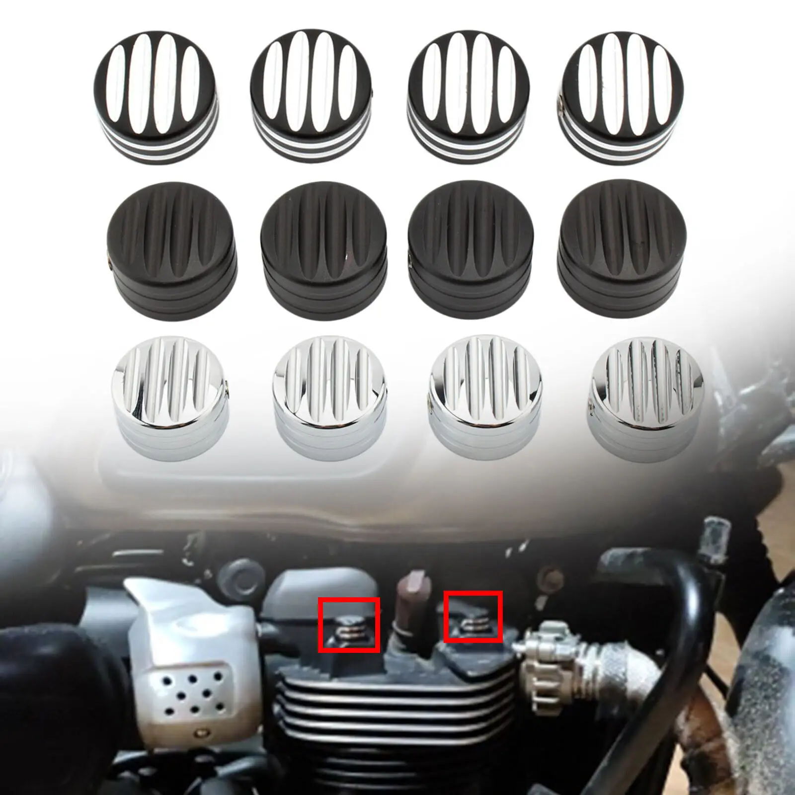 

4Pcs Motorcycle Parts Chrome Engine Machined Head Bolt Cover Cap Spark Plug Screws Nuts For Triumph Bonneville T120 Thruxton R