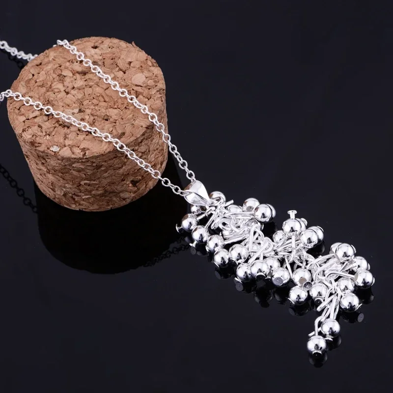 Hot popular Costume Jewelry 925 Sterling Silver classy Grape beads Pendant Necklaces For Women Fashion party wedding Engagement view 3