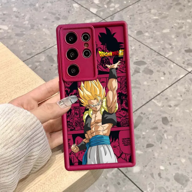 Etui na telefon Samsung Galaxy S25 S24 S23 S22 S21 S20 Ultra Plus FE 5G z motywem Dragon Ball, Son Goku Saiyan, z ochroną na obiektyw aparatu.
