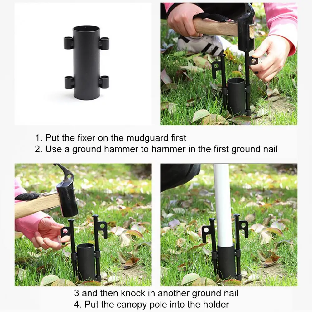 Toldo de acampada al aire libre, poste de tierra, soporte de hierro, clavos de Metal, portátil, reforzado, a prueba de viento, tubo fijo, varilla de