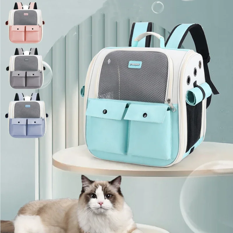 Cat Carrier Bag Outdoor Pet Carrier Backpack Breathable Foldable Travel Pet Cat Bag with Safety Zippers Suitable Small Cats Dog