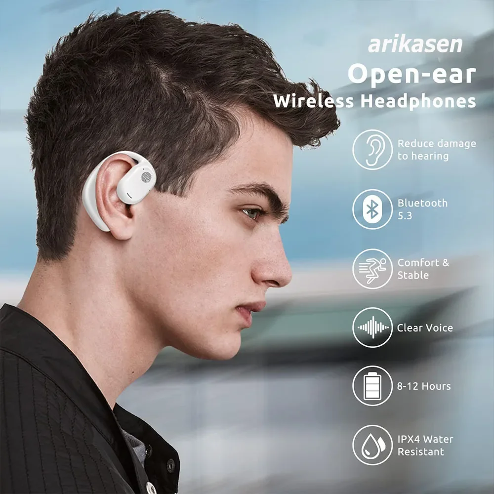 Sportowe bezprzewodowe słuchawki słuchawki Bluetooth 5.3 TWS wygodne w noszeniu z mikrofonem do uprawiania turystyki pieszej na świeżym powietrzu