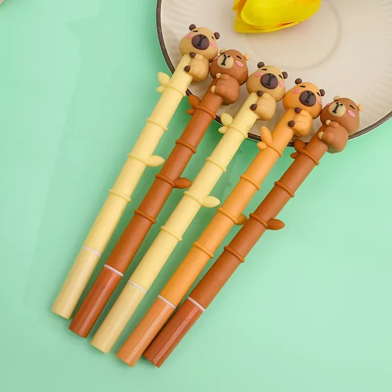 

2025 3Pcs/Set Bamboo Shape Capybara Cartoon Writing Pen Creative Lovely Animal Handwriting Gel Pen Student School Stationery