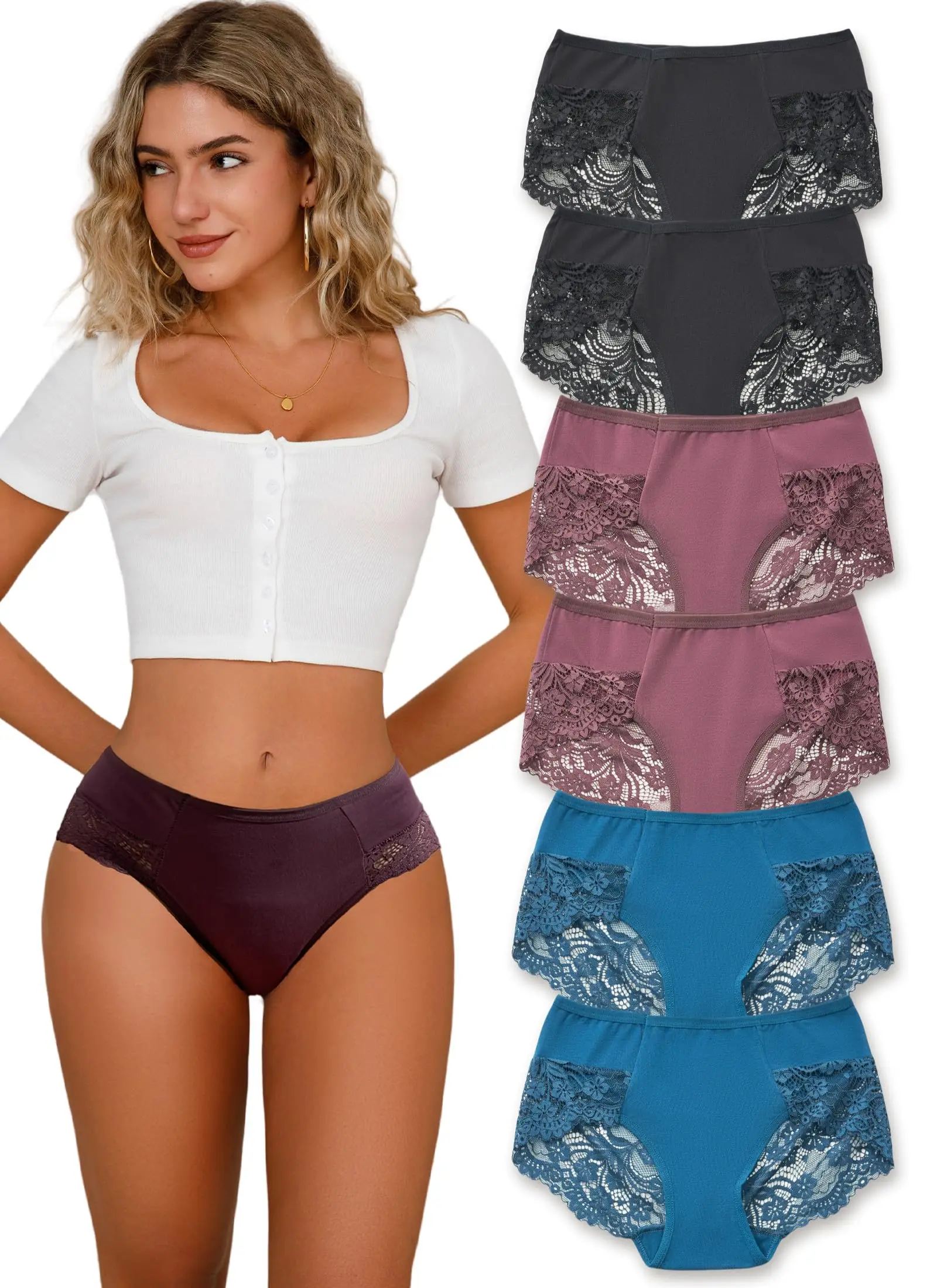 

6 шт. сексуальные трусики для женщин, кружевное нижнее белье, женские дерзкие трусики с высокой талией, сексуальные кружевные женские однотонные трусы, пакет