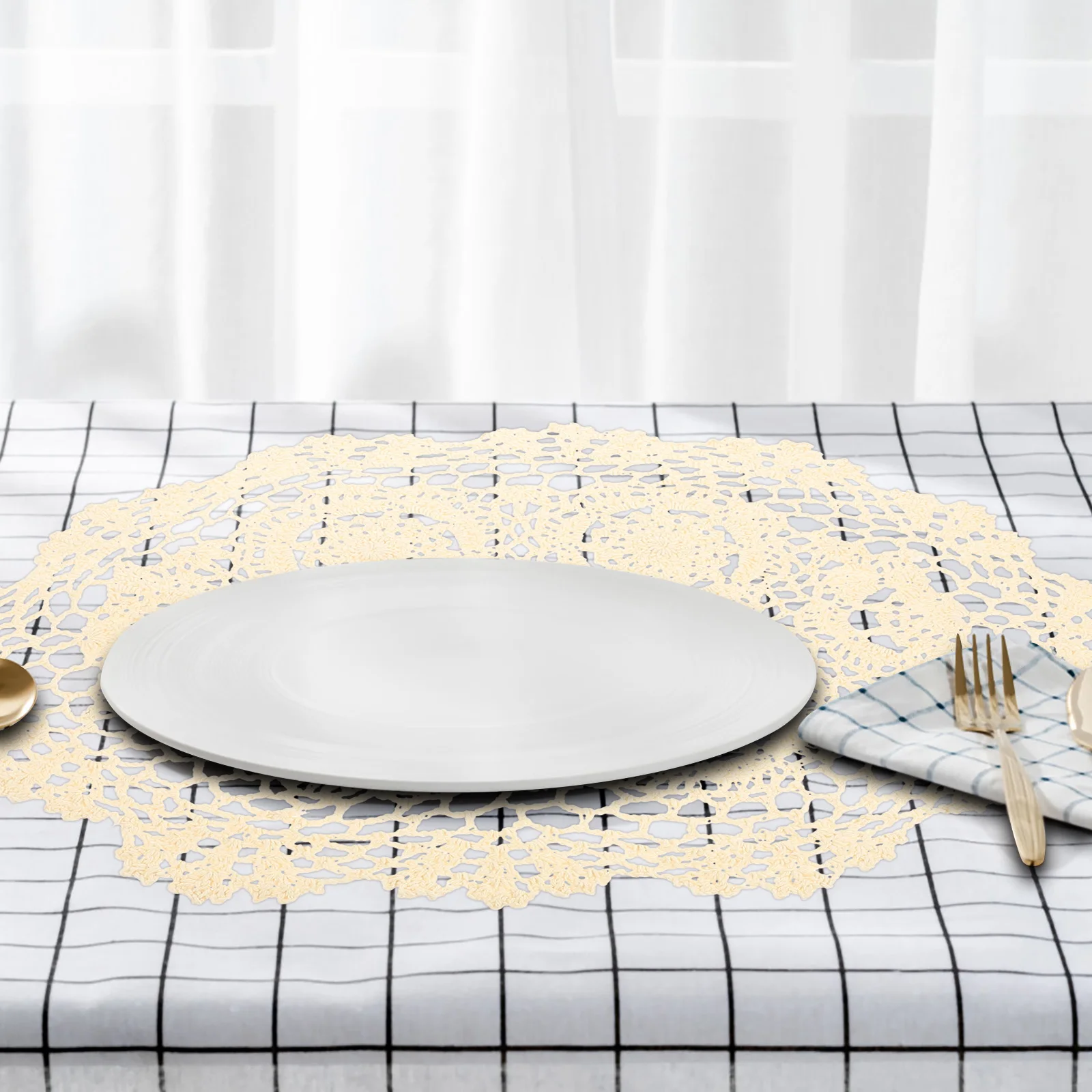 

Cotton Table Mat Placemat Farmhouse Rustic Decorative Non-Slip Place Mat For Home Wedding Decoration 40X60Cm Tablecloth Pad