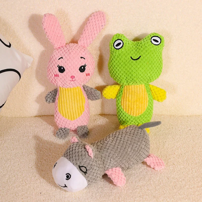 

Pet Bite Resistant Plush Sound Making Rabbit Frog Dog Toys for Small Dogs Animal Shape Dog Teeth Grinding and Cleaning Toy