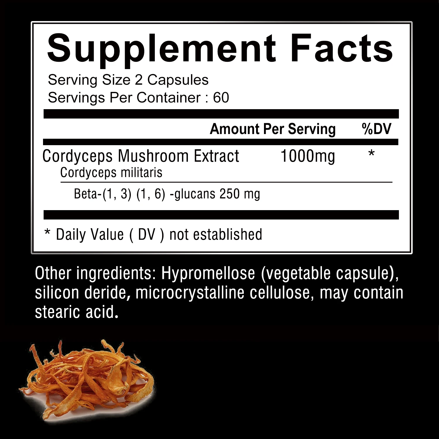 Cordyceps - Mushroom Extract, Provides Energy and Immune Support - 120 Capsules