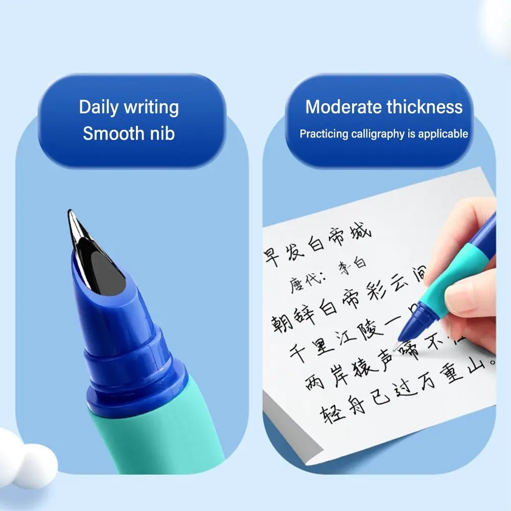 

Replaceable Ink Sac Fountain Pen Soft Grip 0.38MM Tip Gel Pen Grip Posture Correction Writing Drawing Tool School Office