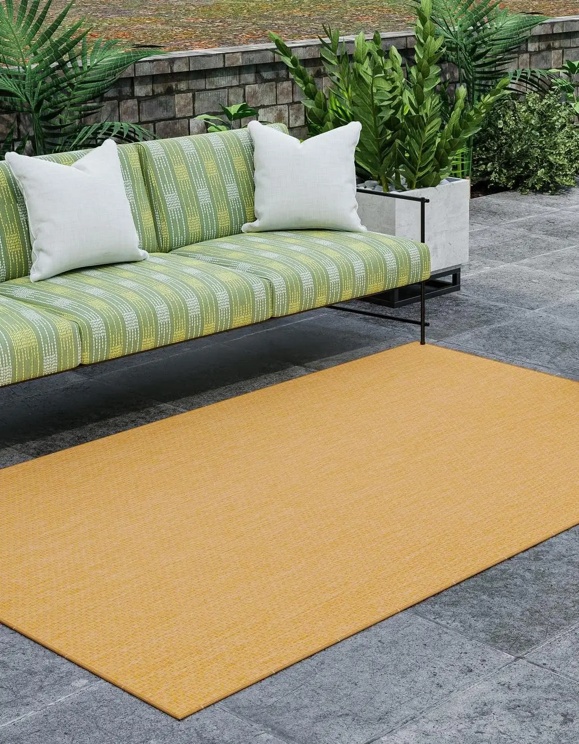 

Collection Casual Transitional Solid Heathered Indoor/Outdoor Flatweave Area Rug (9' x 12' Rectangle, Corn Harvest Yellow)
